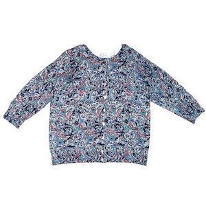 Talbots Floral Paisley Print Button Down Cardigan Sweater 1X